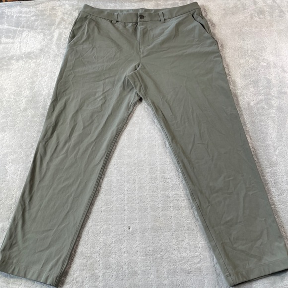 Lululemon ABC Pants Size 38 Green Warpstreme Slim Fit Golf Commuter 5 Pocket - Picture 1 of 12